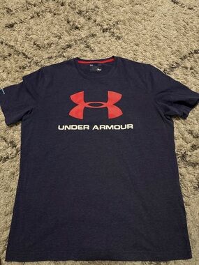 Under Armour Men’s Navy T‑Shirt with Red Logo